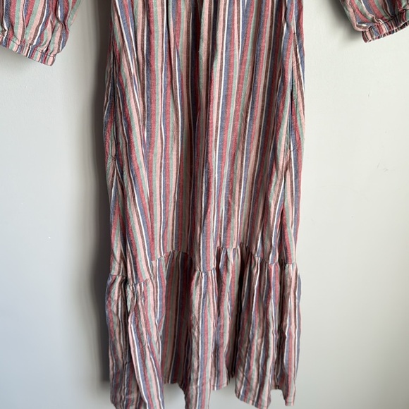 Marine Layer Ivy Smocked Linen Blend Striped Maxi Dress in Brick XS - Picture 10 of 14